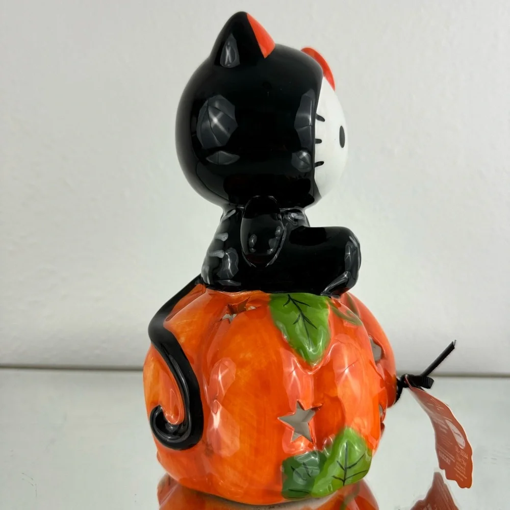 Hello Kitty Blue Sky Halloween Pumpkin Jack-O-Lantern Tea Light Candle Holder